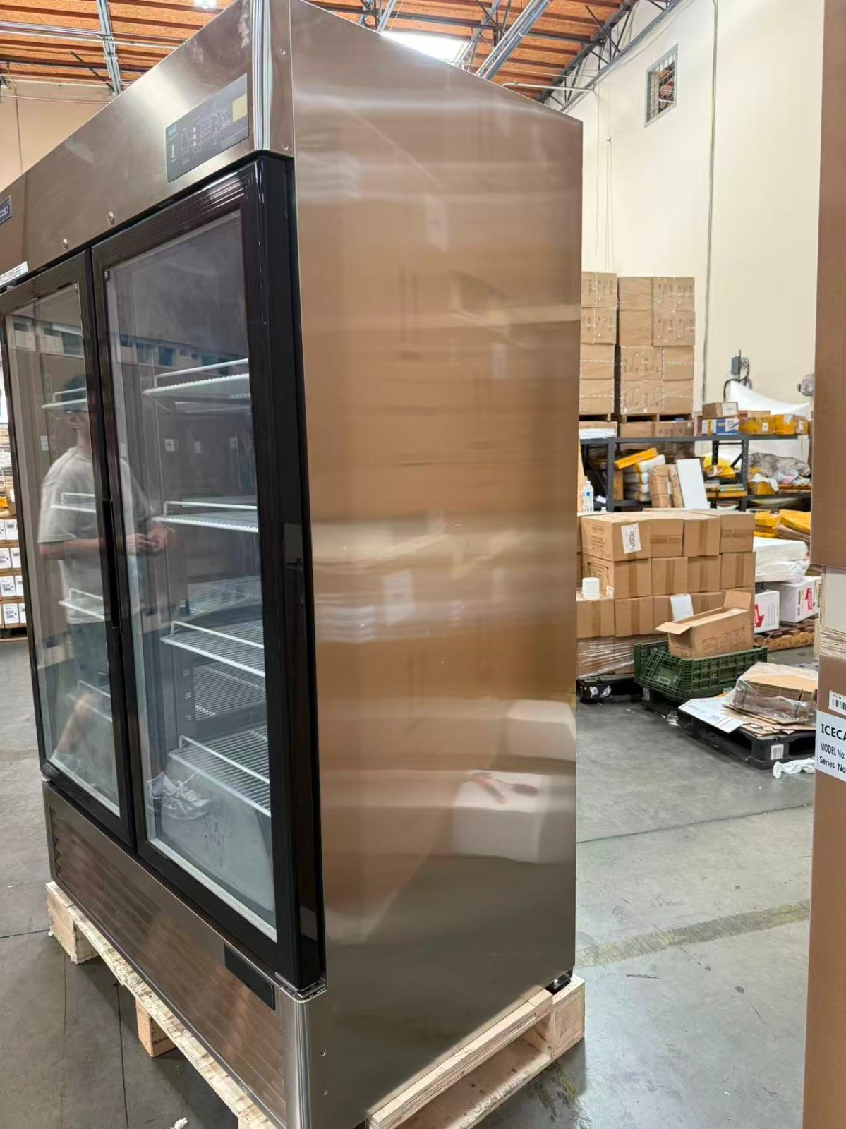 54″ Glass Door Reach-In Refrigerator, 2-Door Merchandiser 49 Cu.ft – Dents