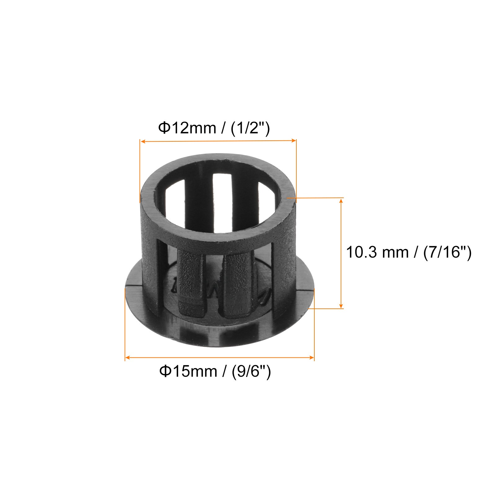 32Pcs 12mm(1/2′) Black Nylon Plastic Round Locking Hole Plugs Insert End Caps