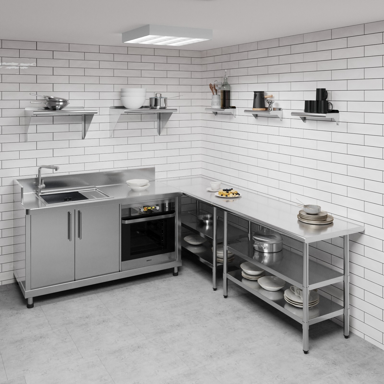 6″ x 16″ Metal Shelf | NSF Stainless Steel Wall Mount Floating Shelving
