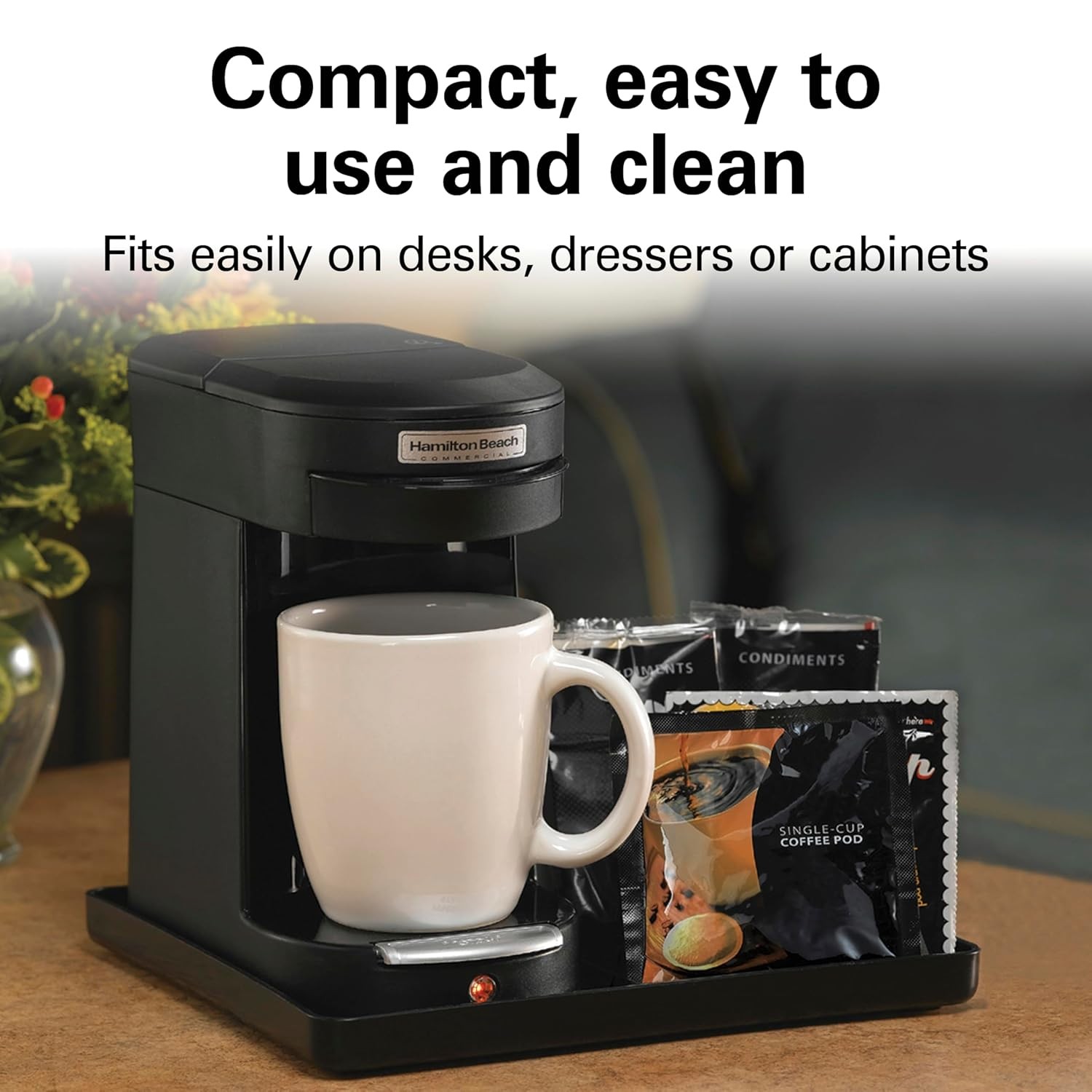 Hamilton Beach Commercial 1 Cup Pod Coffeemaker, Black, Single Serve HDC200B