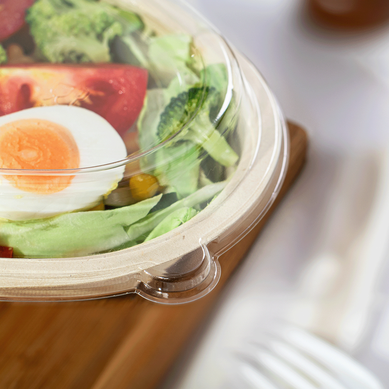 Karat PET Dome Lid for 28oz Bagasse Burrito Bowl – 300 pcs, FP-KDL1065-PET