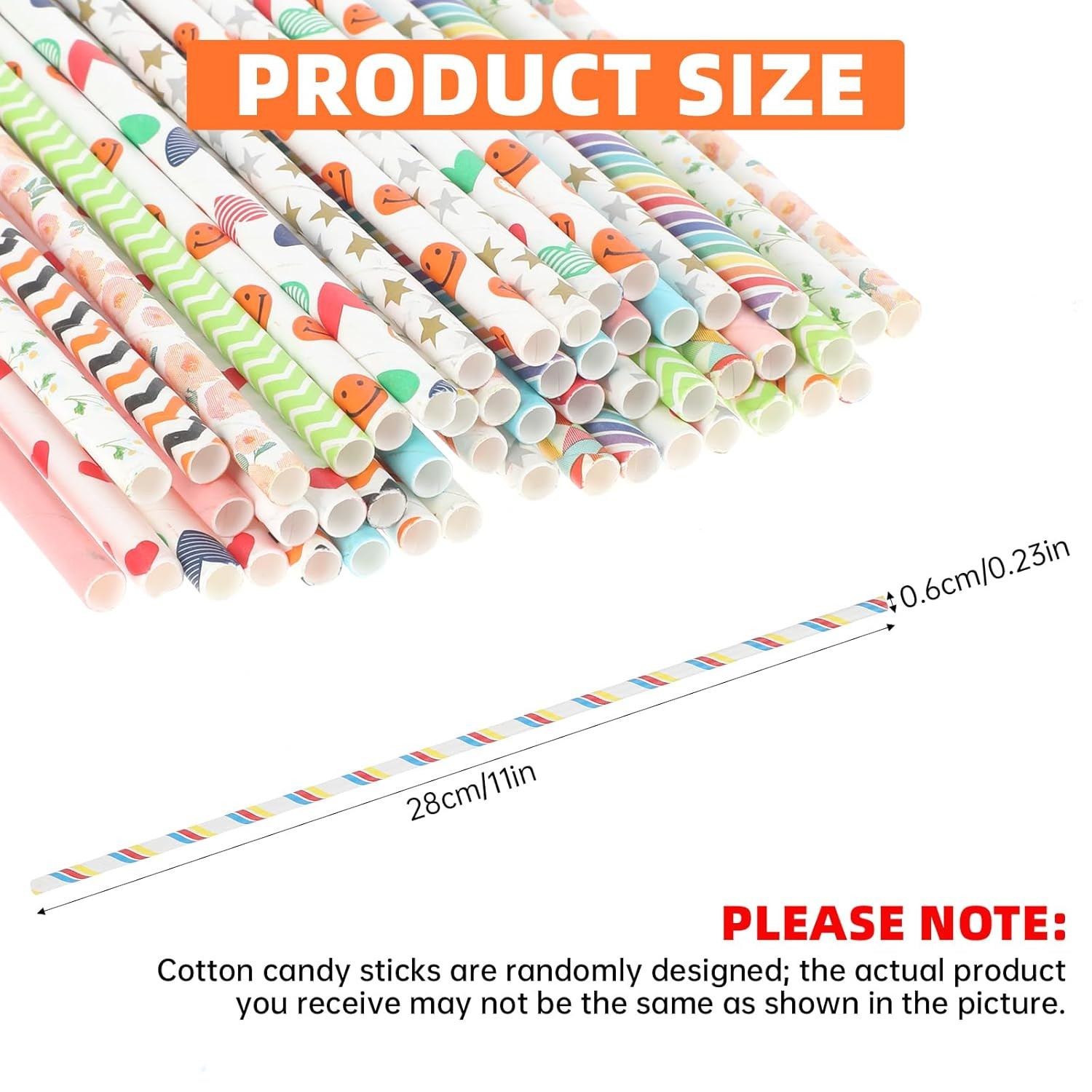 50 PCS Cotton Candy Cones 13.77 Inch Cotton Candy Sticks Random Colorful Cotton