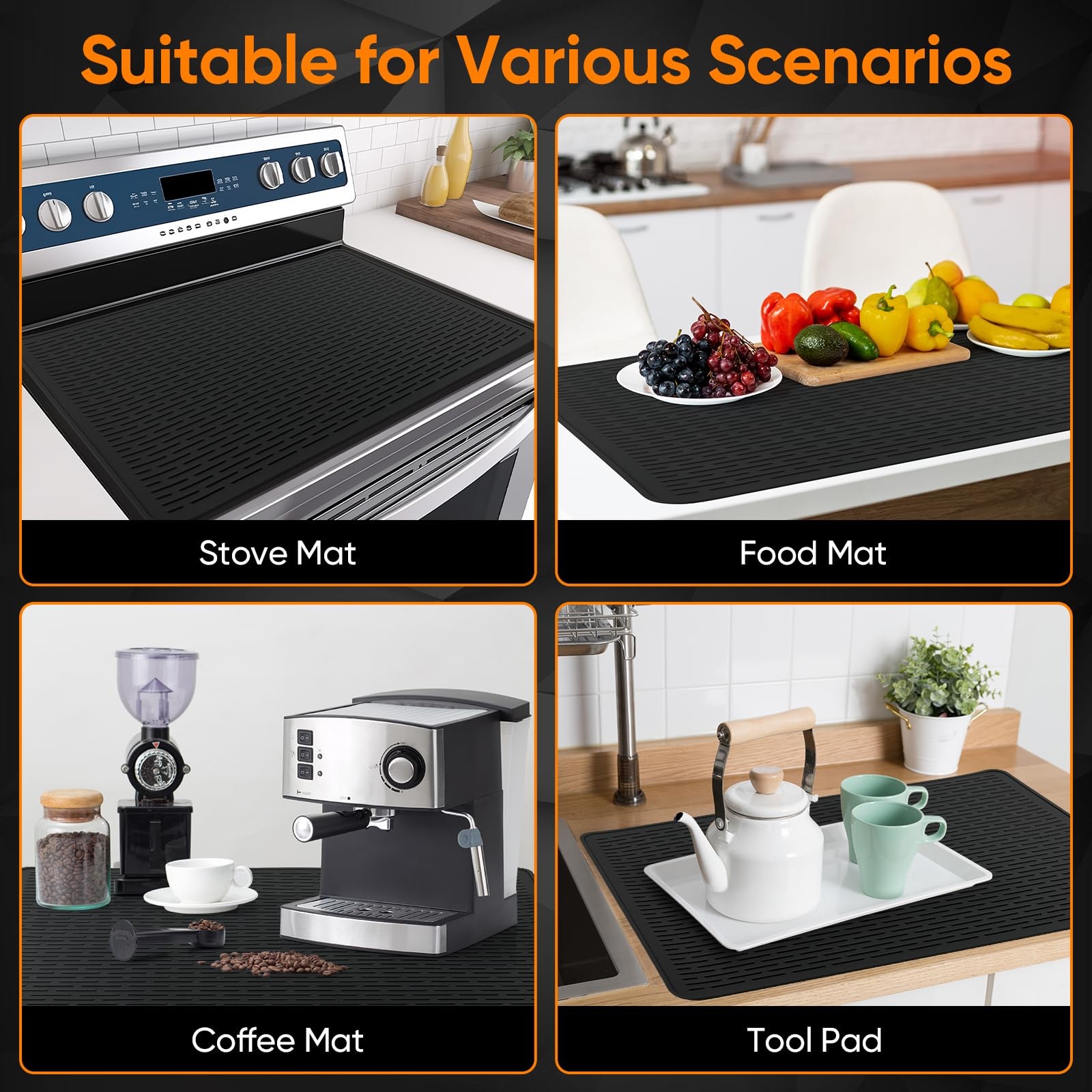 Stove Top Cover 28″x20″ Black for Electric Gas Burners Glass Cooktop Protector