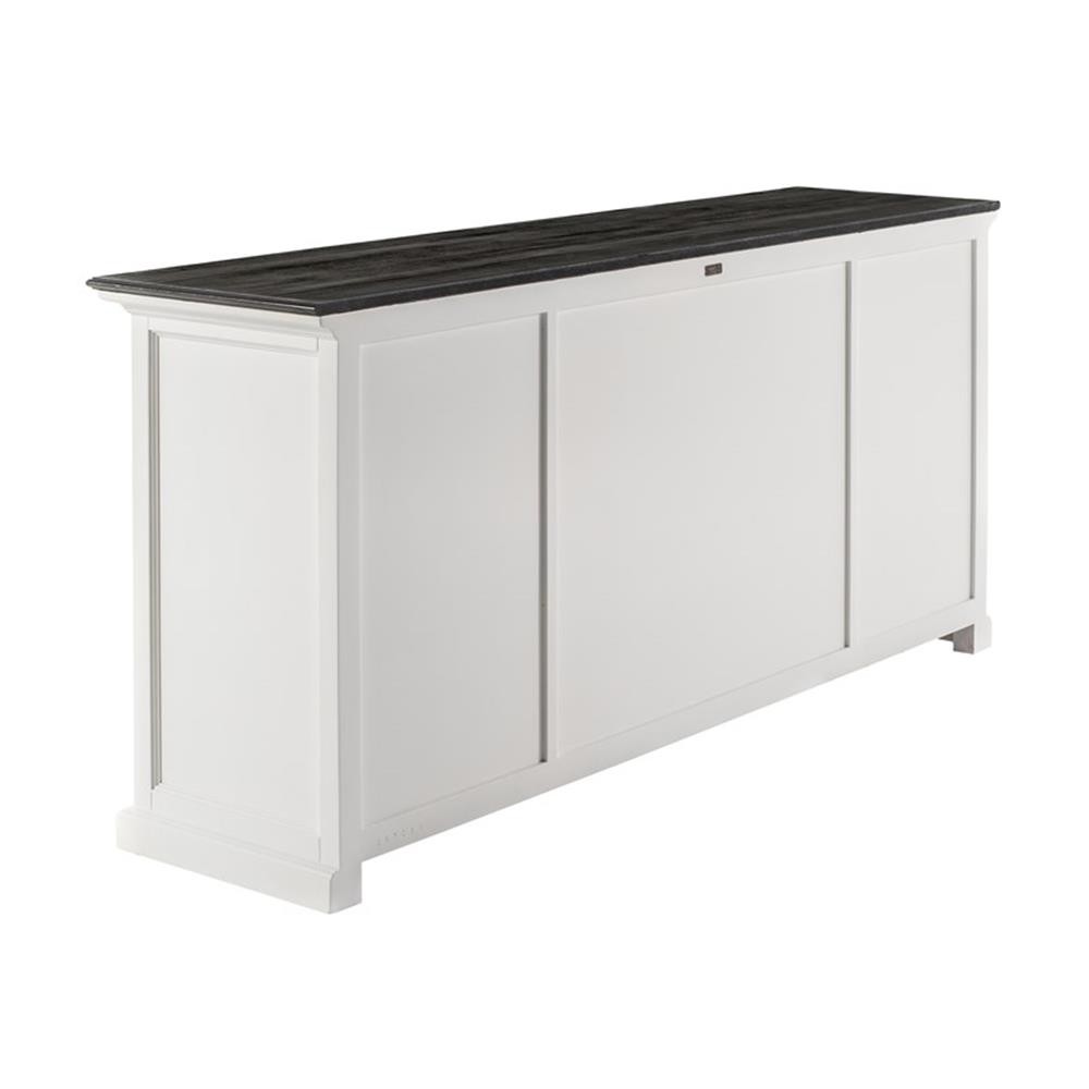 Beaumont Lane Mahogany Wood Buffet with 4 Doors 3 Drawers in White and Black