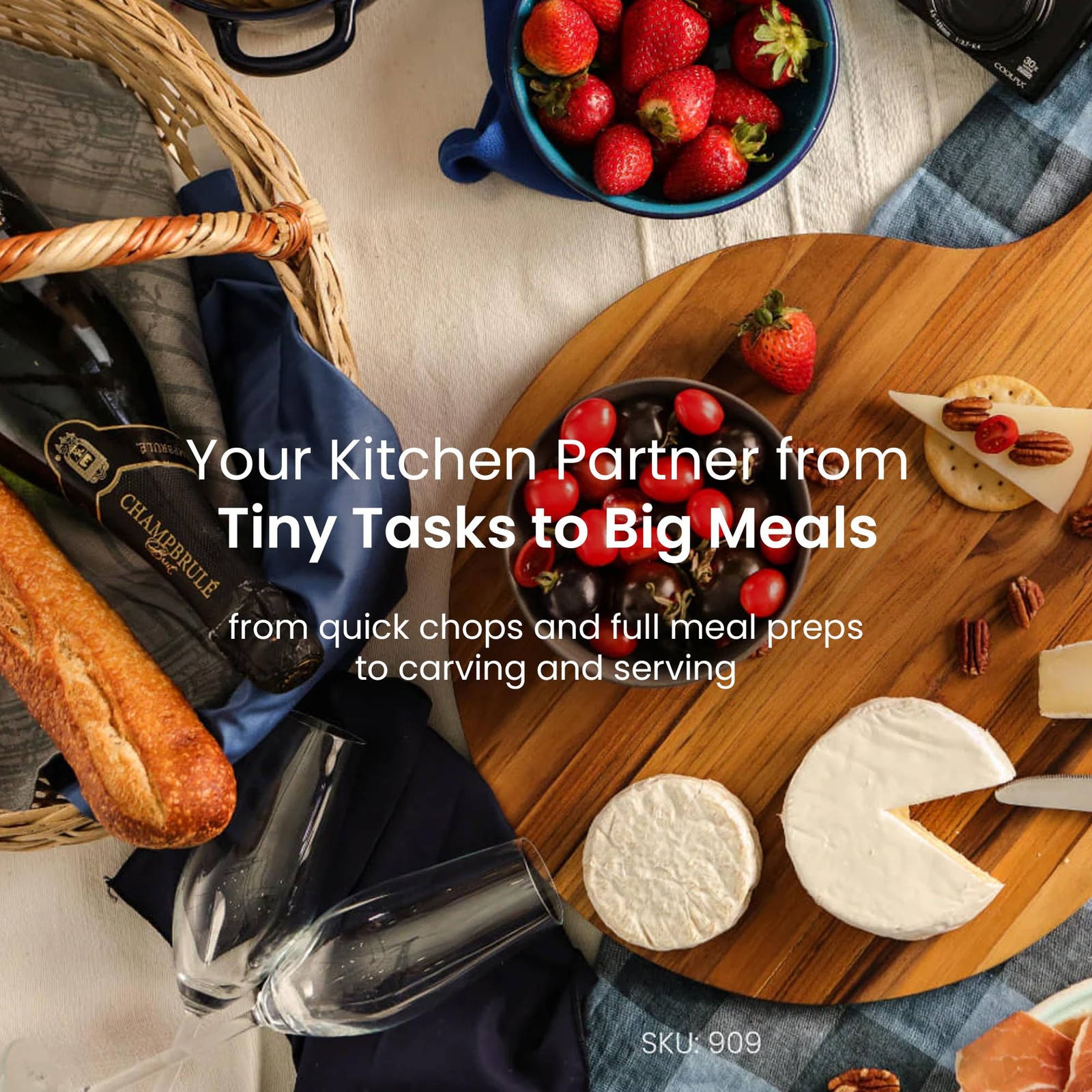 Teakhaus Teakwood Serving Boards Set Of 3 – A Regular Round Serving And Paddle