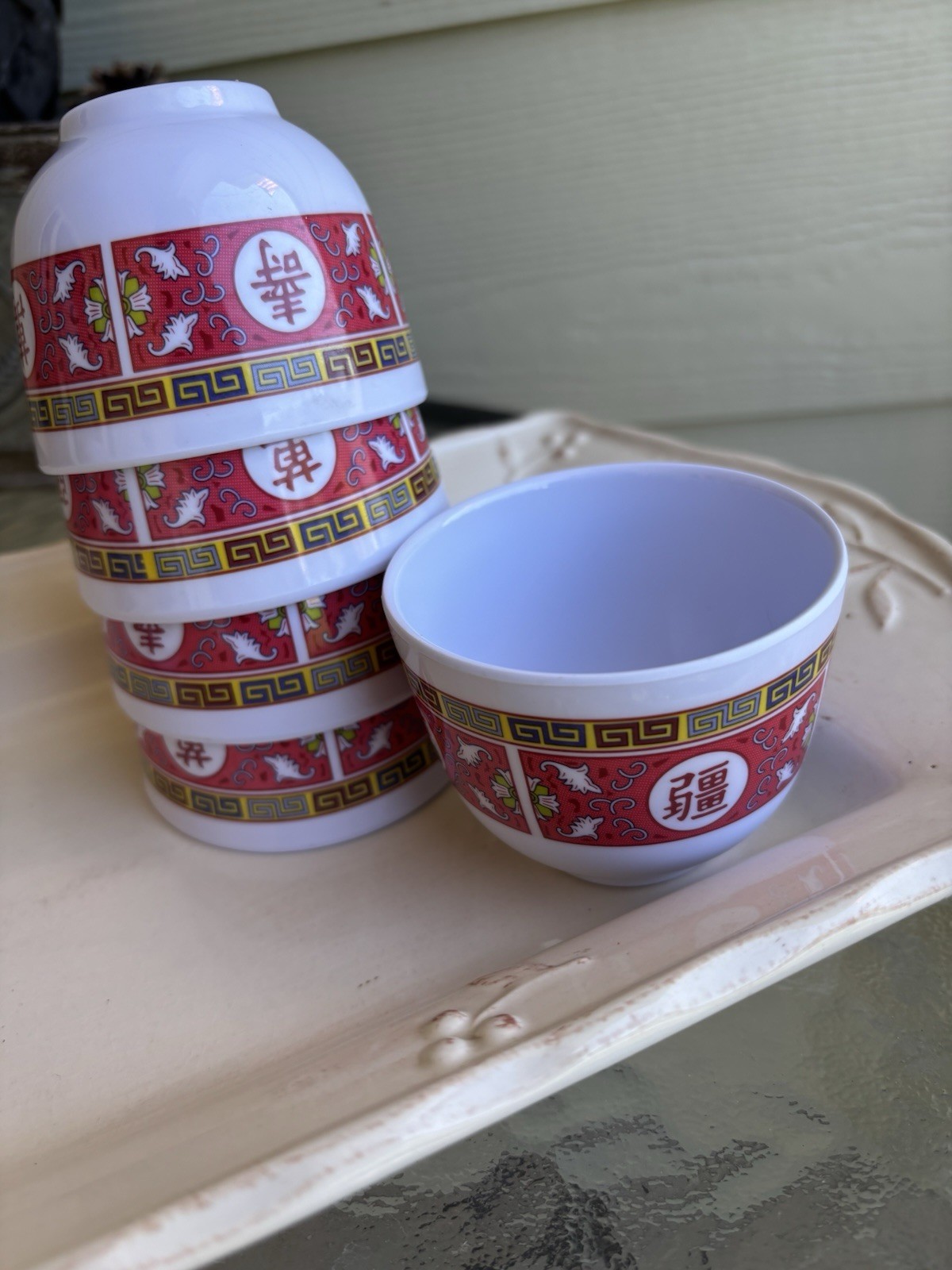 6 Thunder Group Longevity Pattern Melamine Small Sauce Dip Bowls 3 Inch