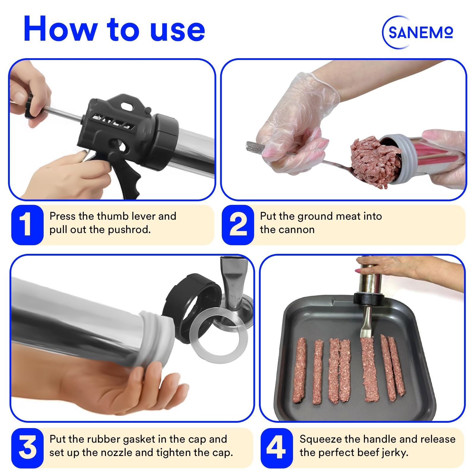 Large Capacity Jerky Gun for Ground Meat – Easy to Use/Clean 1.5 LB Sausage Gun