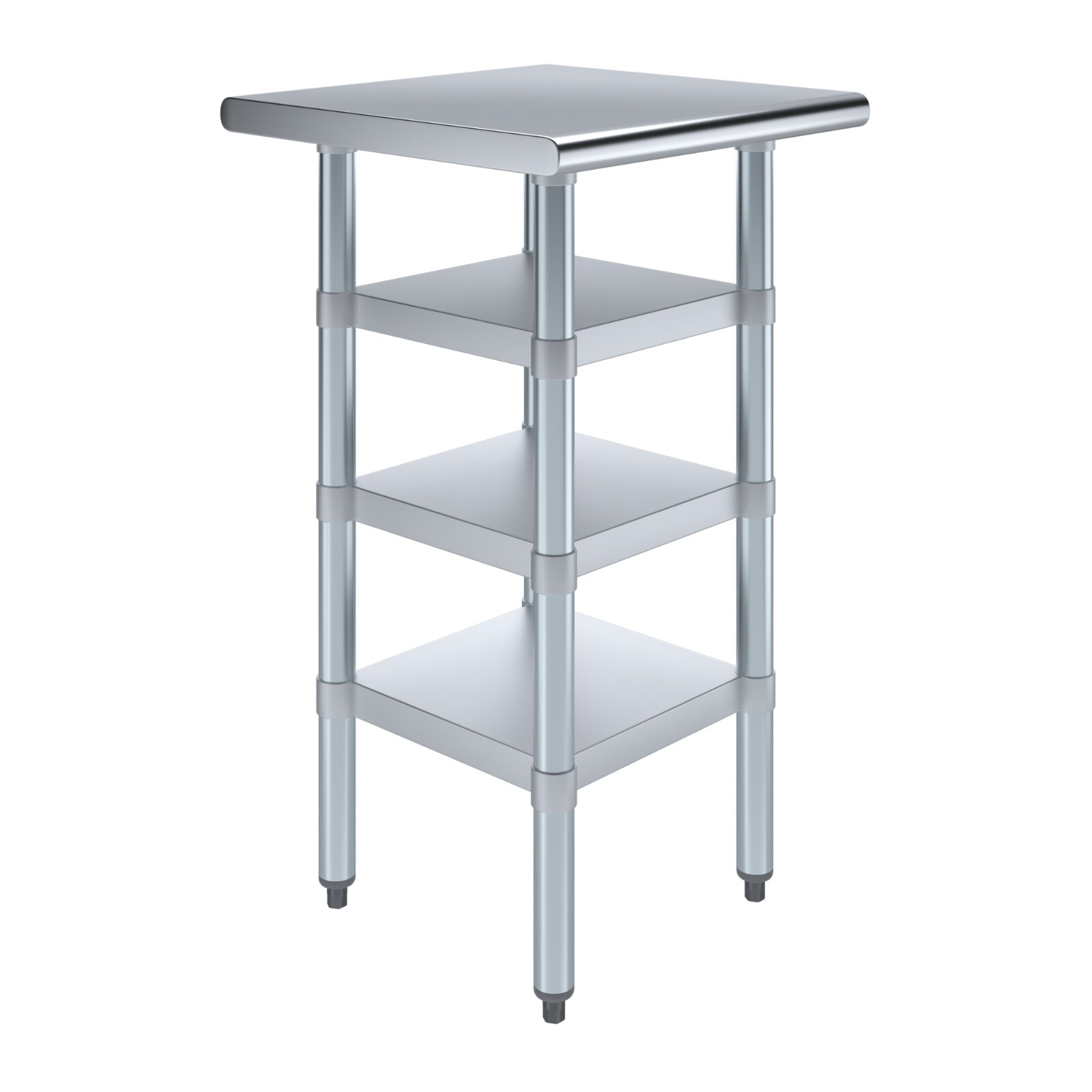 20 in. x 20 in. Stainless Steel Work Table With 3 Shelves | Metal Utility Table