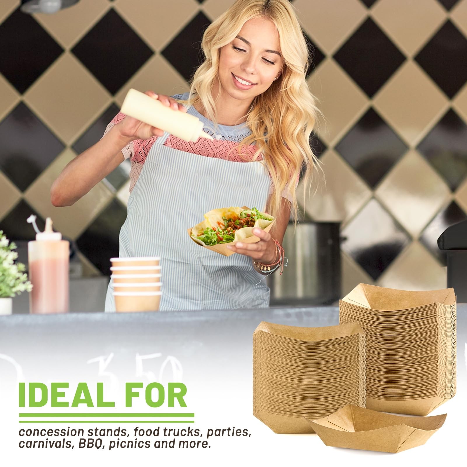 1/4 Lb Mini Paper Food Trays, 100 Pack Disposable Small Food Boats Bulk Brown…