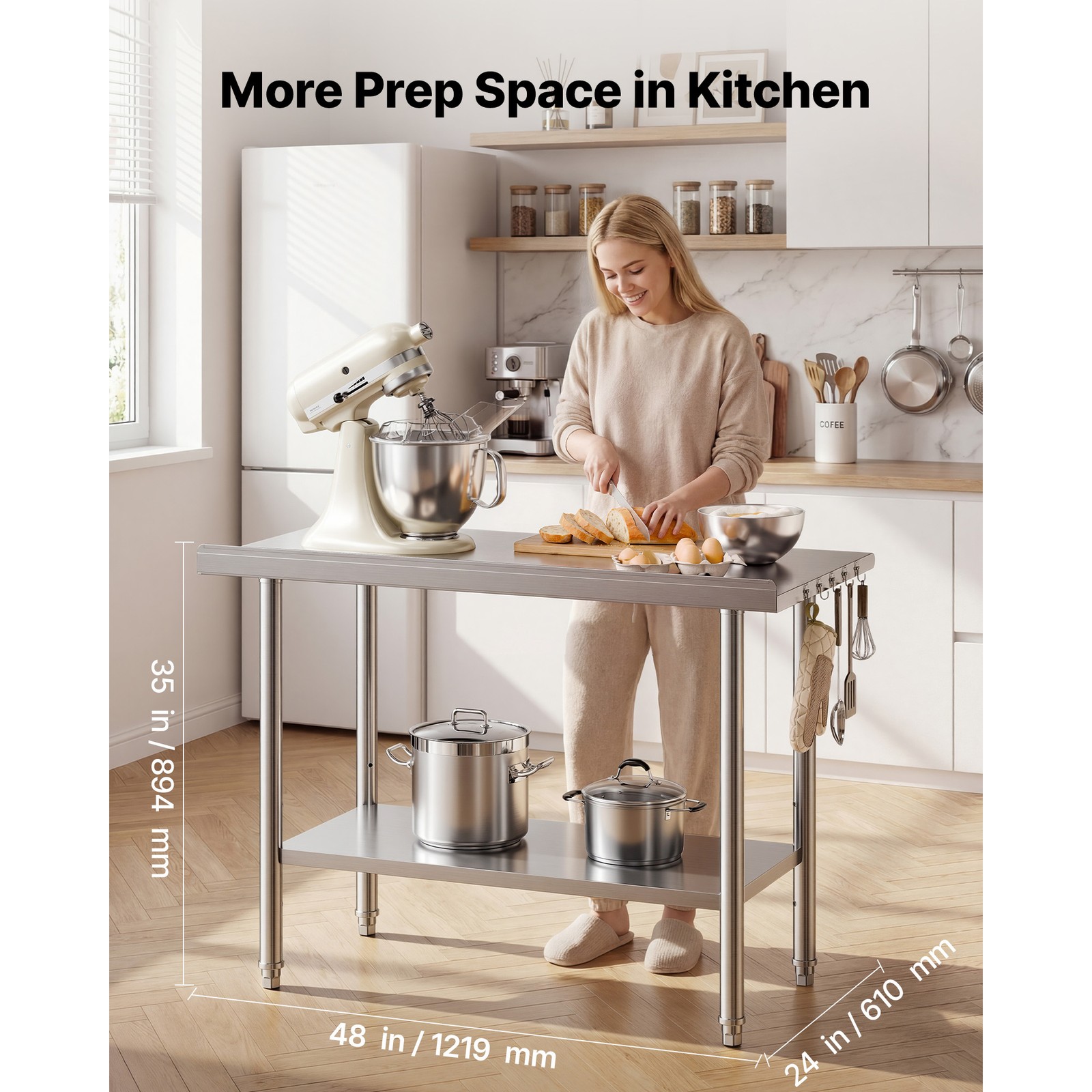 Uimoso 48» x 24» Commercial Stainless Steel Kitchen Prep Table with Backsplash