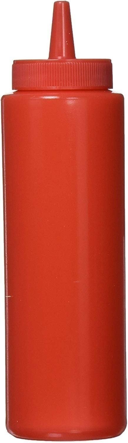 Winco 6-Piece Squeeze Bottle Set, 8-Ounce, Red