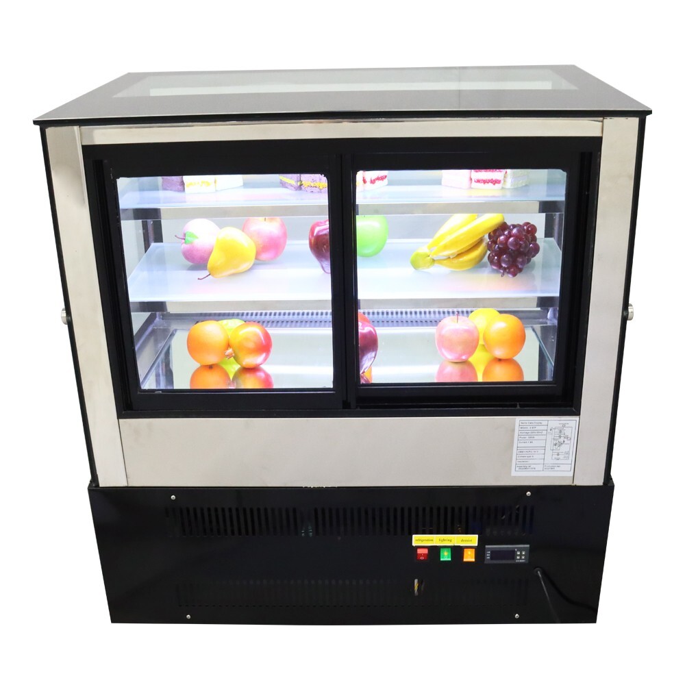 220V Electric Countertop Right-Angle Cake Visual Showcase Automatic Defrost 300W