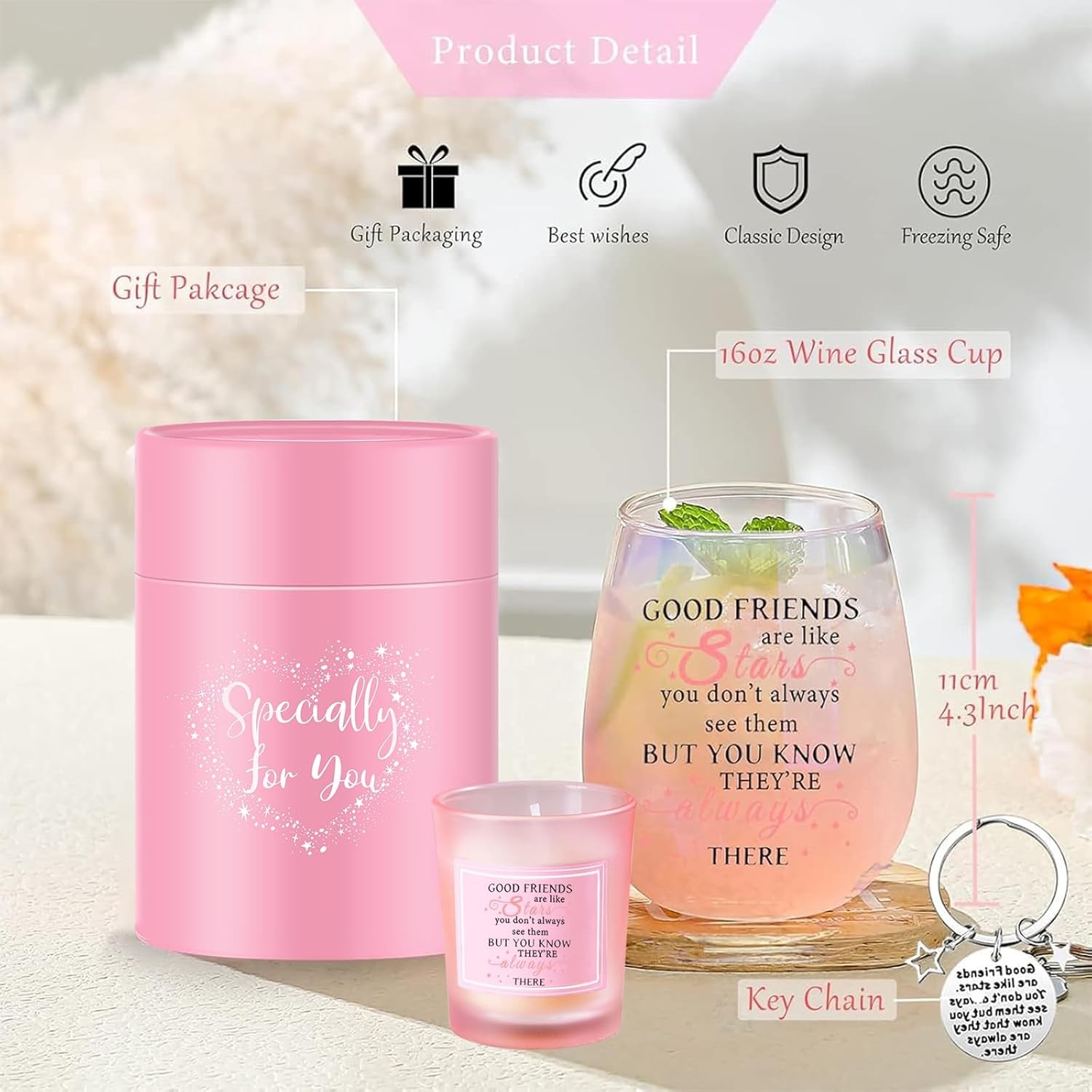 Friendship Gifts for Women Wine Glasses Drinking Personalised Birthday Gifts for