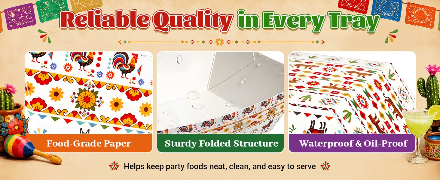 100 PCS 2LB Paper Food Boat Trays, Disposable Mexican Nacho Trays Fully