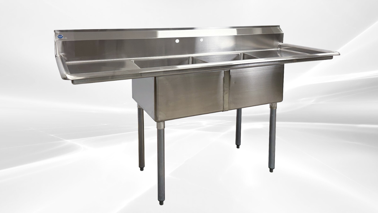 NEW 72″ Stainless Steel Sink Two Compartment Commercial Kitchen Restaurant NSF