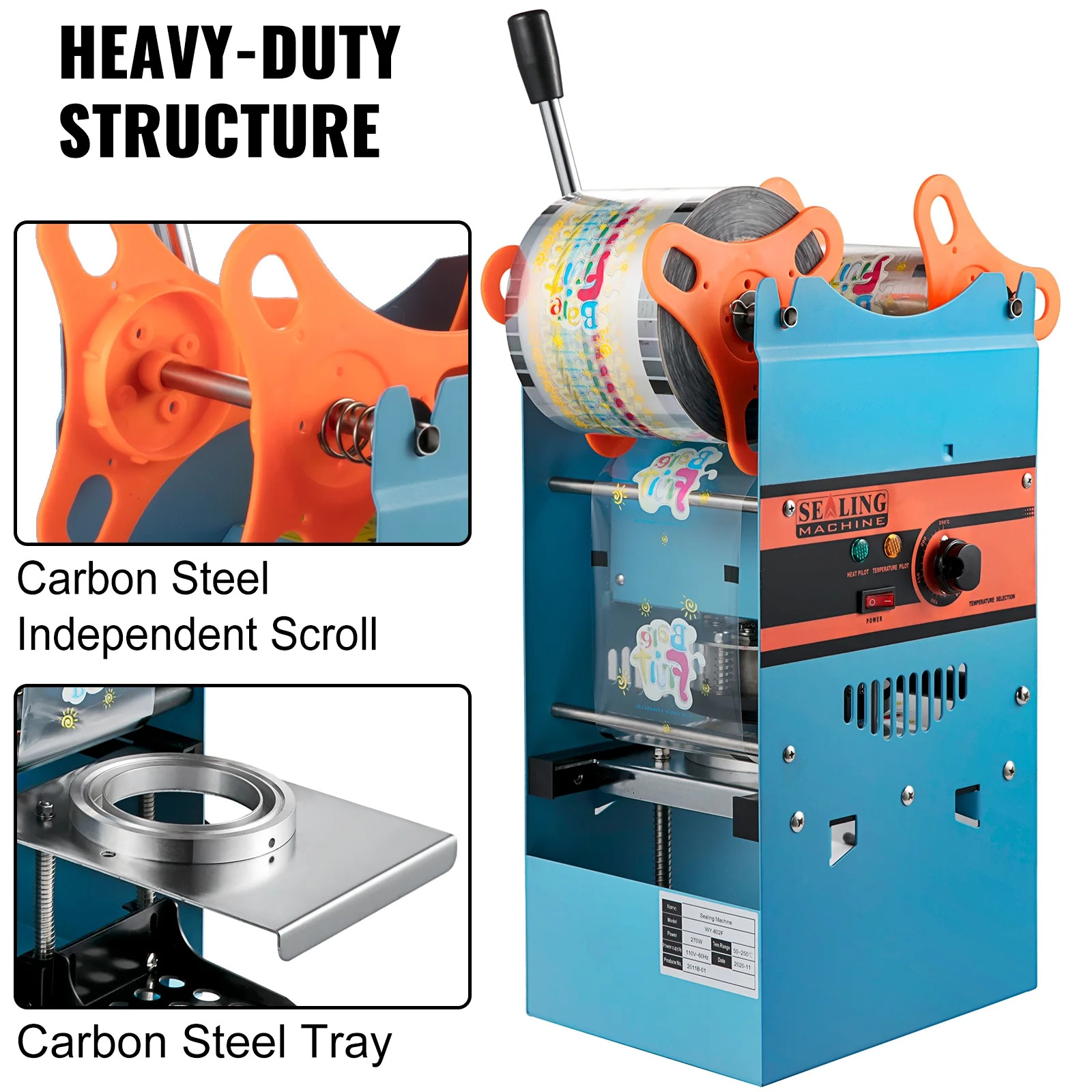 Manual Cup Sealing Machine 90/95mm Cups — 300–500 cups/hr, Semi-Auto