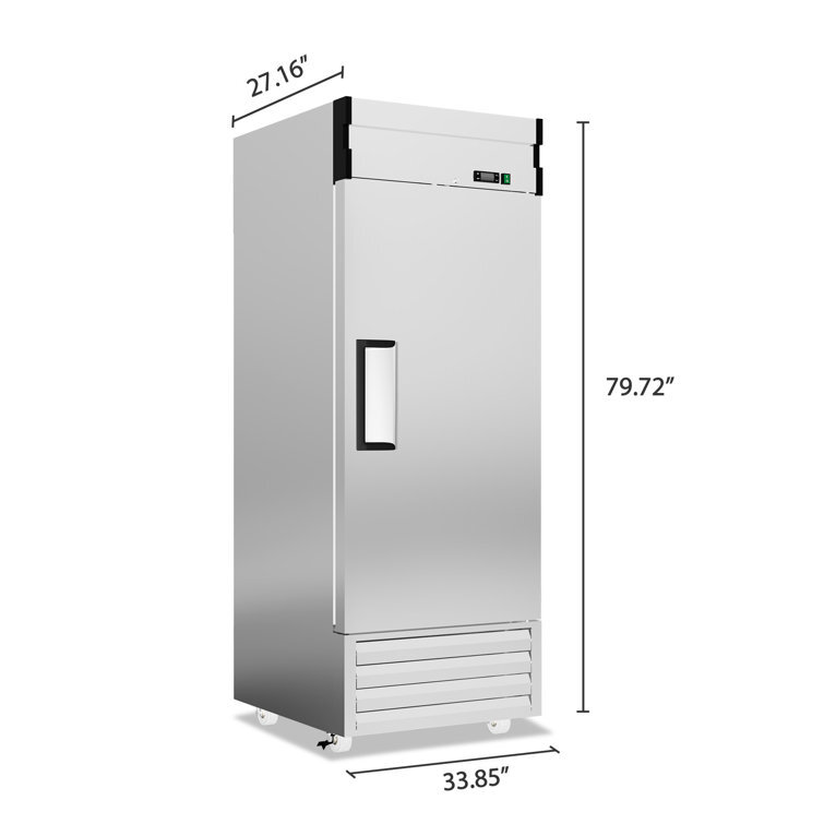 New Commercial Reach-In Refrigerator Cooler Solid Stainless Steel Door 23 Cu.ft