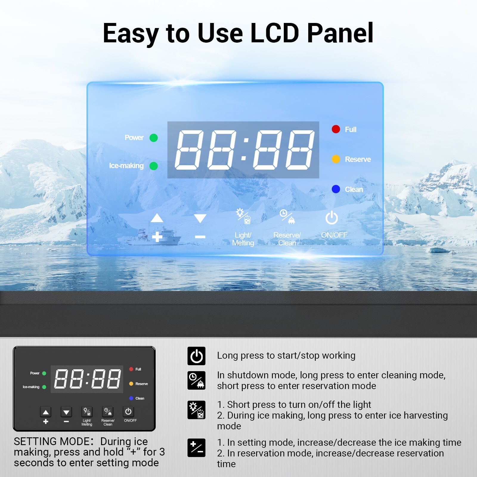 160lb/24H Commercial Ice Maker Machine 50LB Storage Bin 55 Ice Cube Undercounter