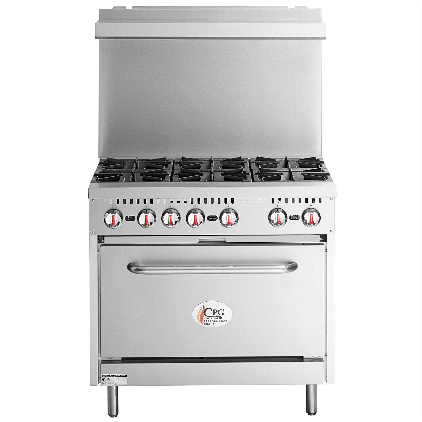 Natural Gas 6 Burner 36″ Range with Standard Oven – 210,000 BTU