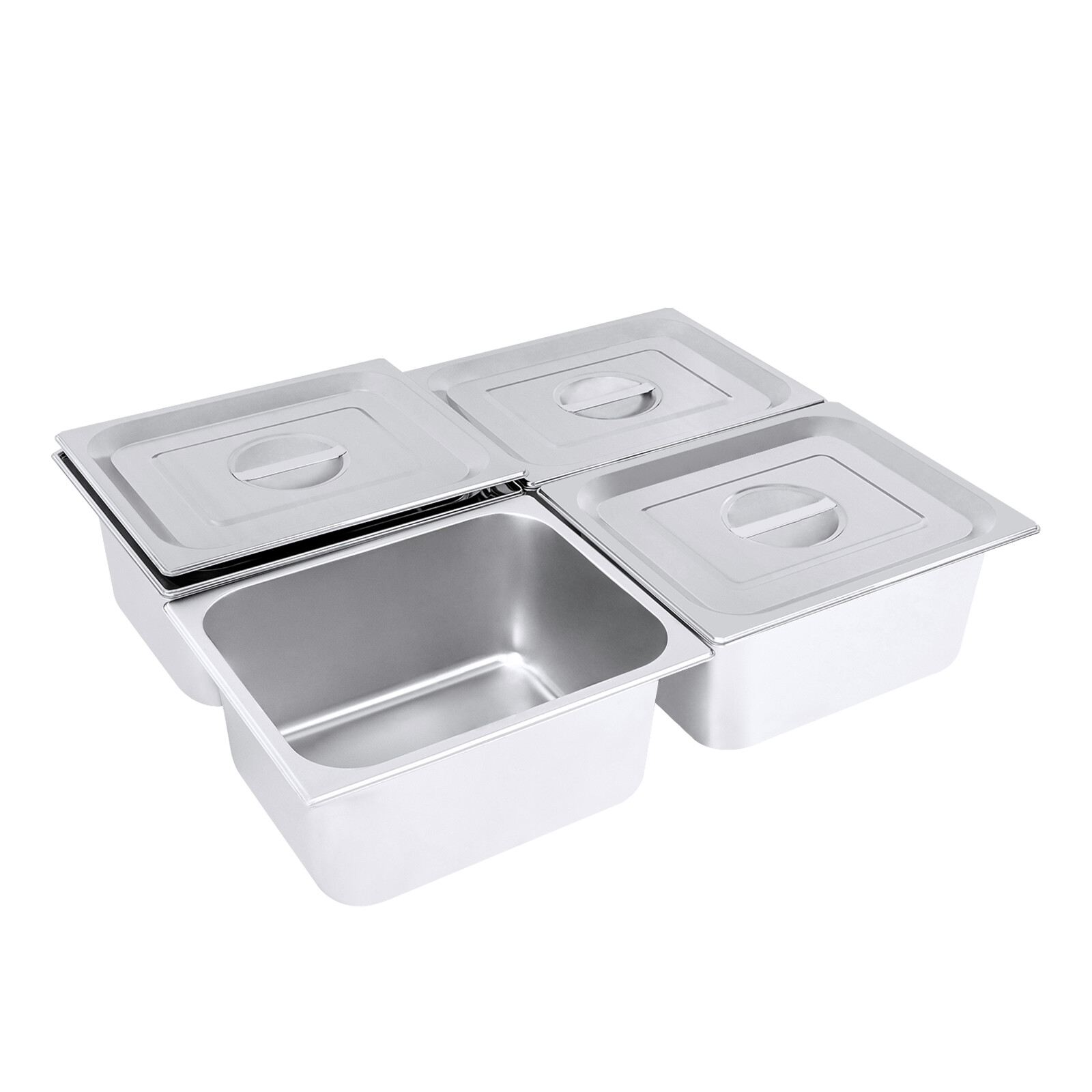4 Pack 6″Deep 1/2 Size Steam Table Pans with Lids Hotel Food Pan Stainless Steel