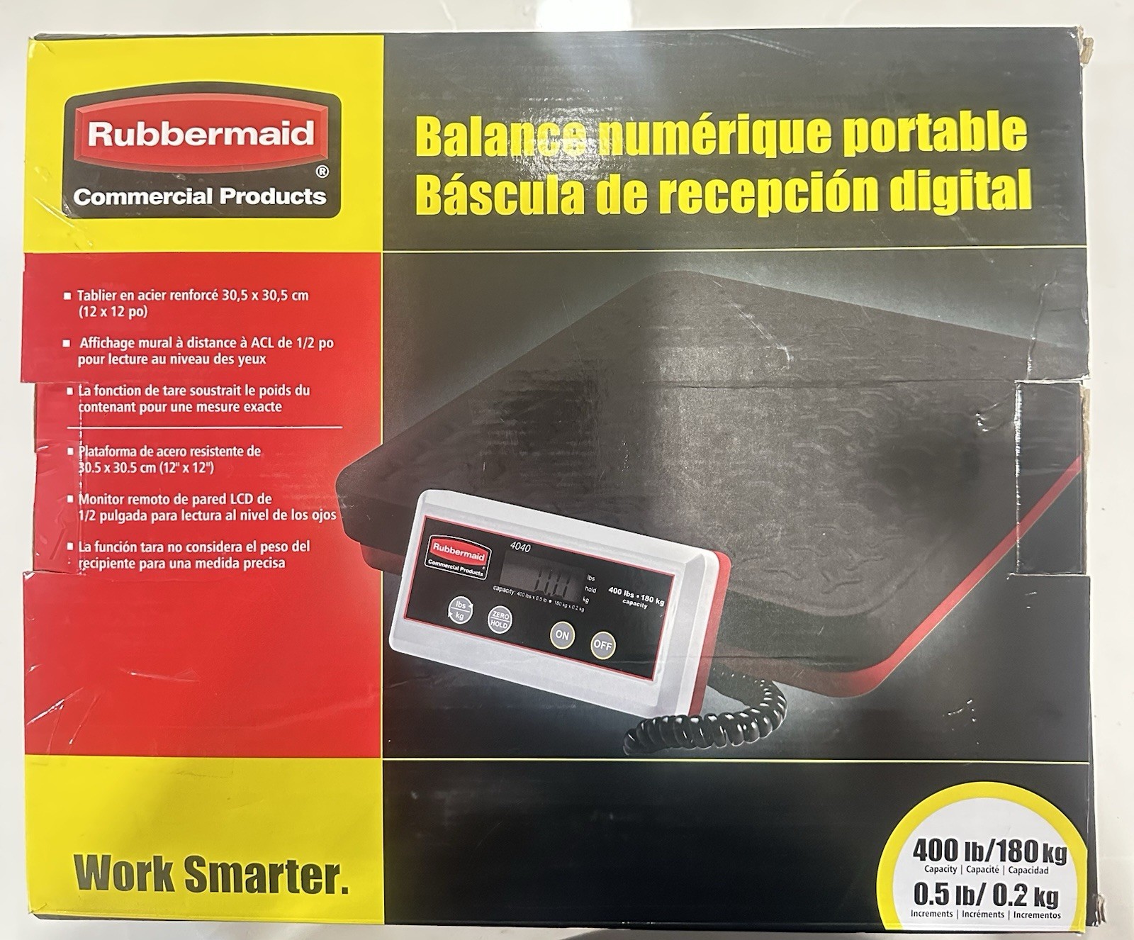 Rubbermaid Scale With Remote Display – 400-Lb/180 kg Capacity