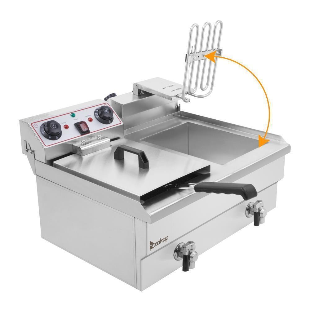 23.6L 25QT Electric Countertop Deep Fryer Commercial XL Fry Basket Restaurant