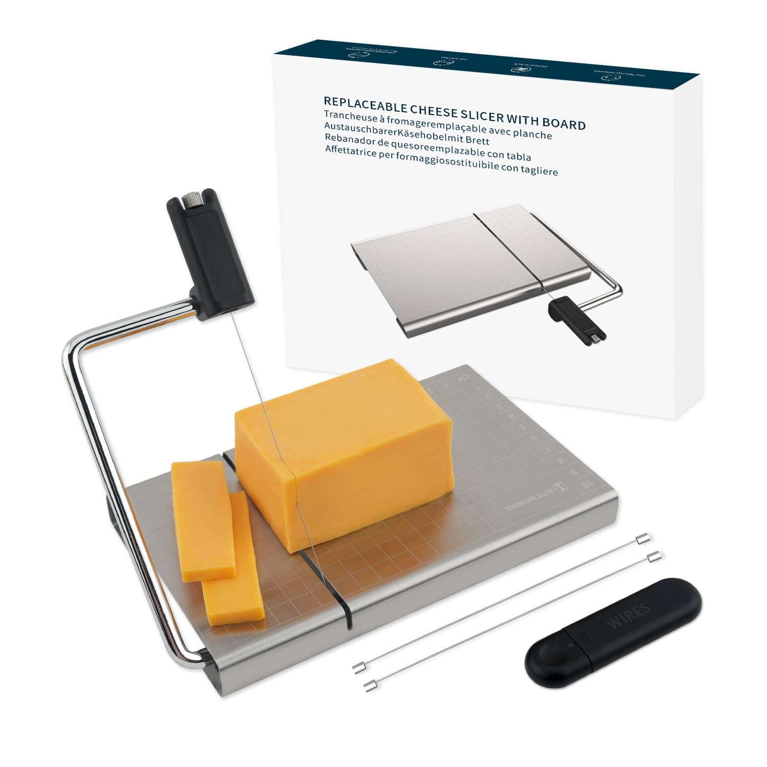 KITCHENDAO Replaceable Wire conventional, KD20326 Cheese Slicer(Black Handle)