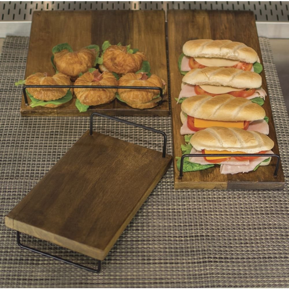 HUBERT® Square Mango Wood and Black Iron Slant Riser -12″L x 12″W x 3″H