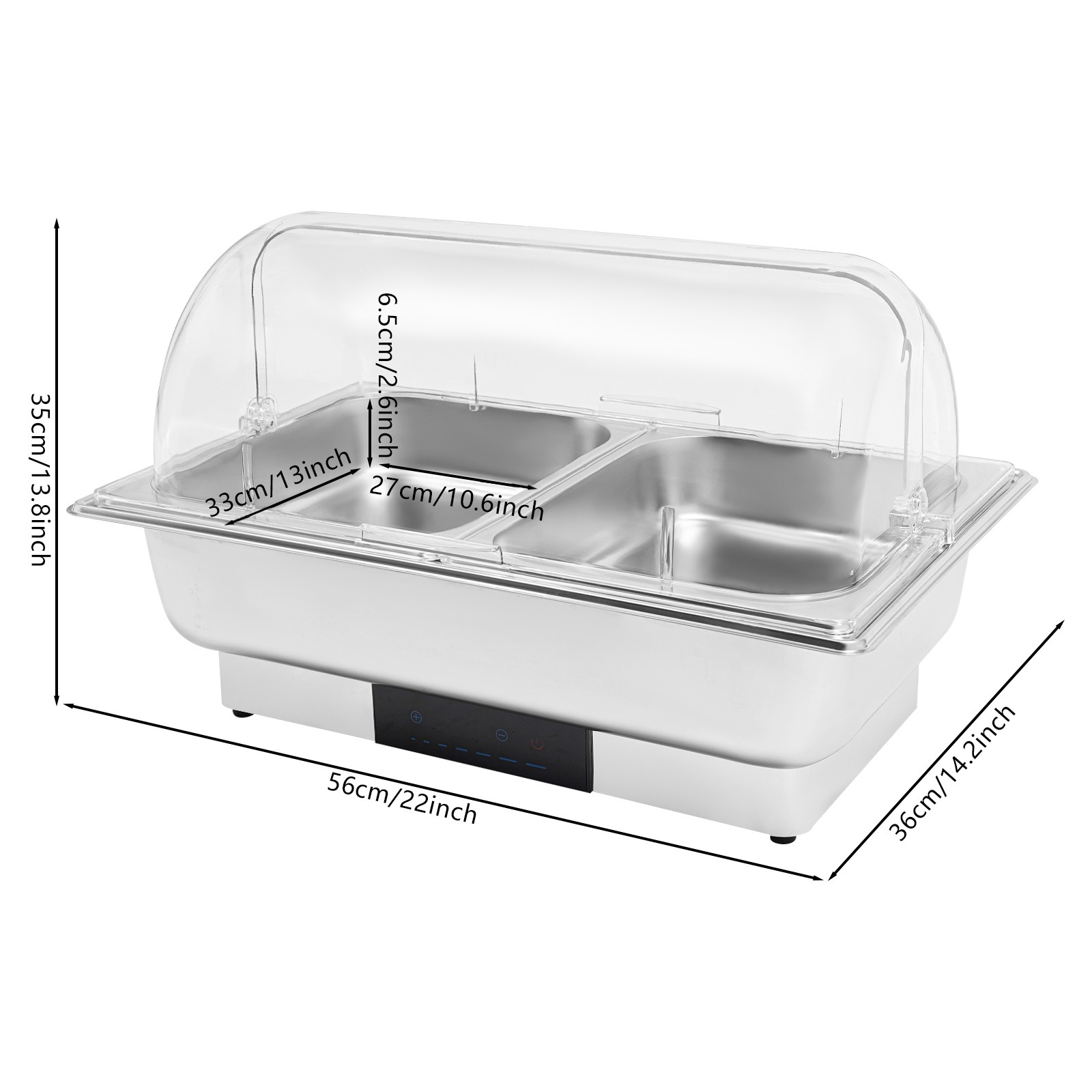 600W Chafing Dish Buffet Warmer Set Stainless Steel Food Warming Container 9L