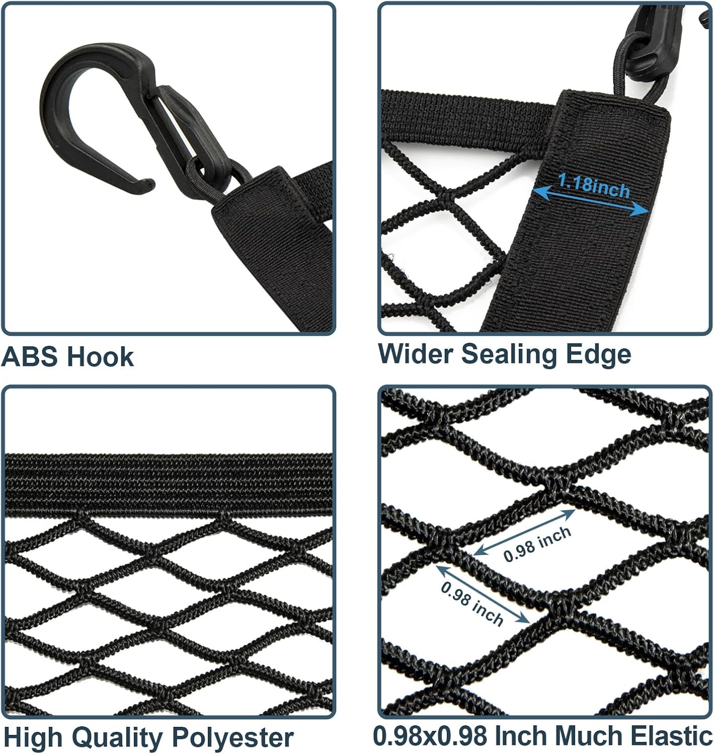 Spandex Truck Bed Net 120*120cm – 1-Layer +4 Plastic Hooks for Pickup Hauling