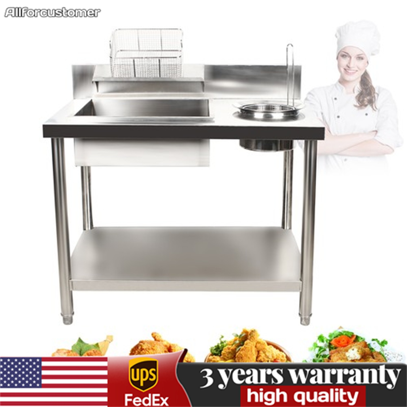 Commercial Breading Table Fried Food Prep Fry Chicken Work Table Breader Station