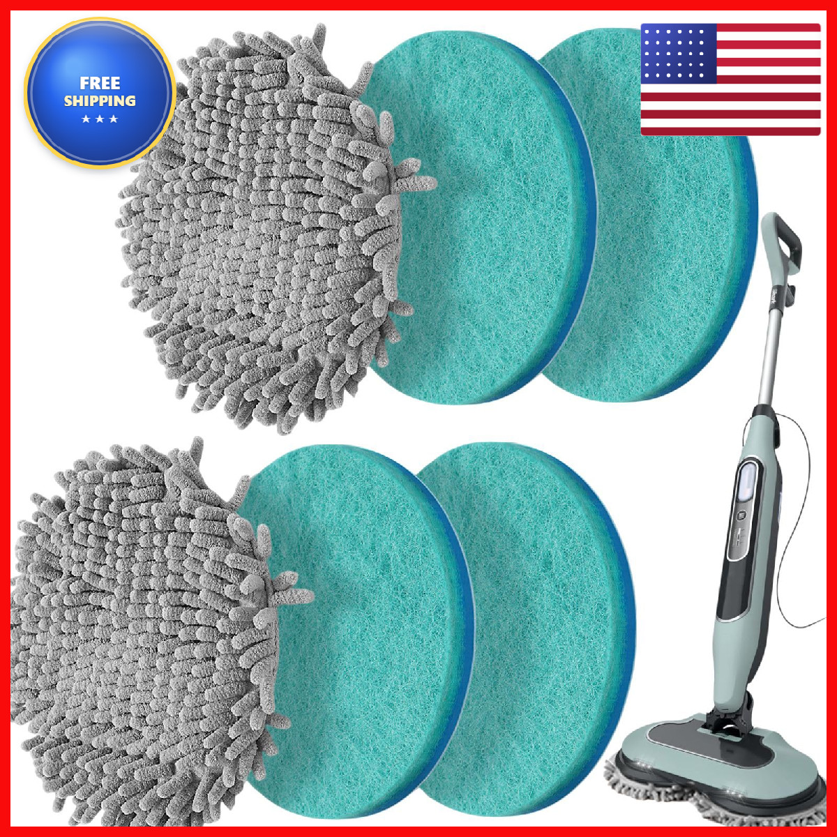 Frescares 6 Packs Steamscrub Mop Pads Replacement Power Pads Compatible