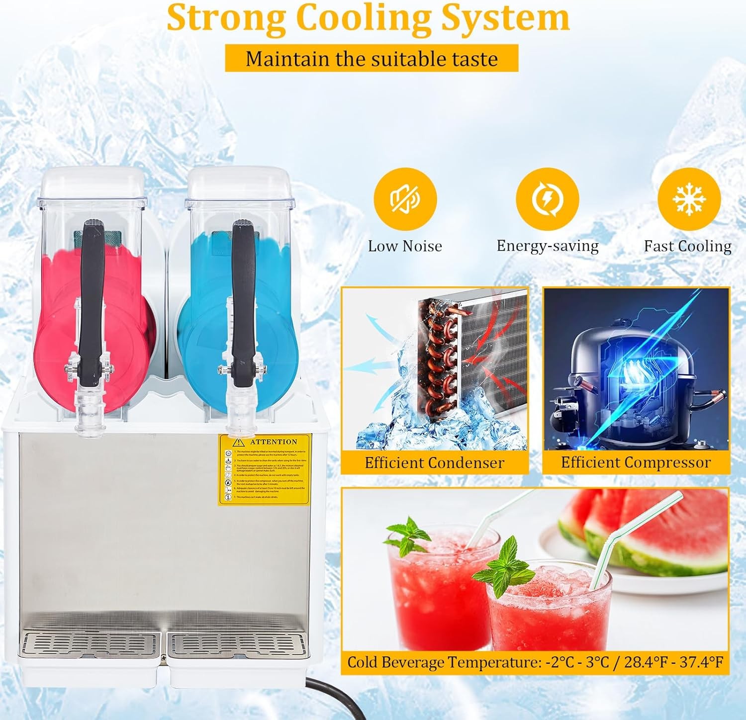 8L (2.1 Gal) Slushie Machine Dual Tank Frozen Drink Maker Margarita Machine 370W