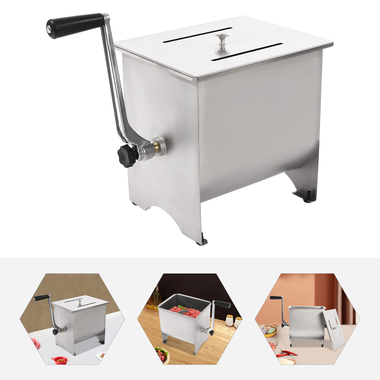 9kg/20lbs Manual Meat Mixer Meat Mixing Machine Free Standing Stainless Steel