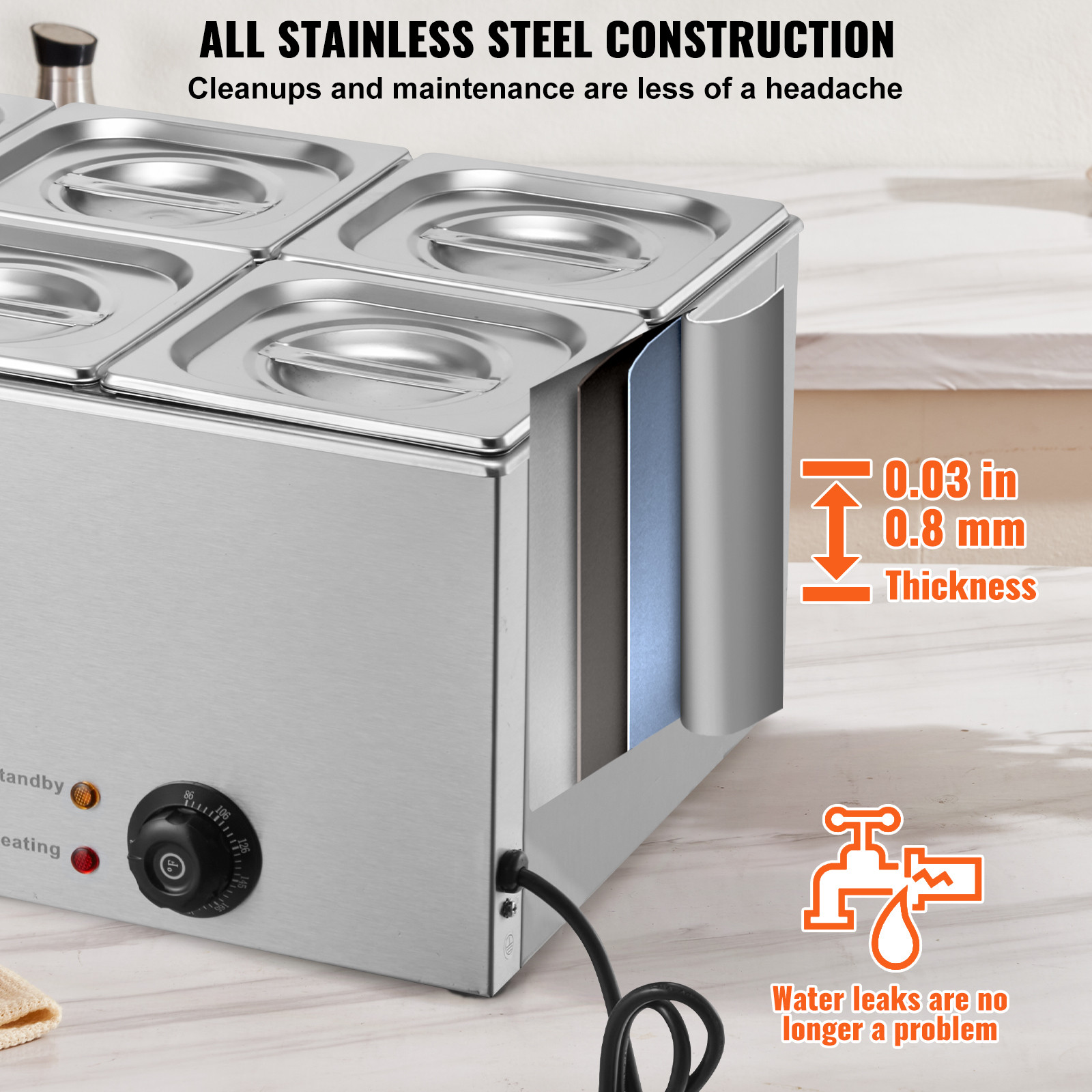 Commercial Food Warmer 6-Pan Countertop Buffet Bain Marie Electric Steamers