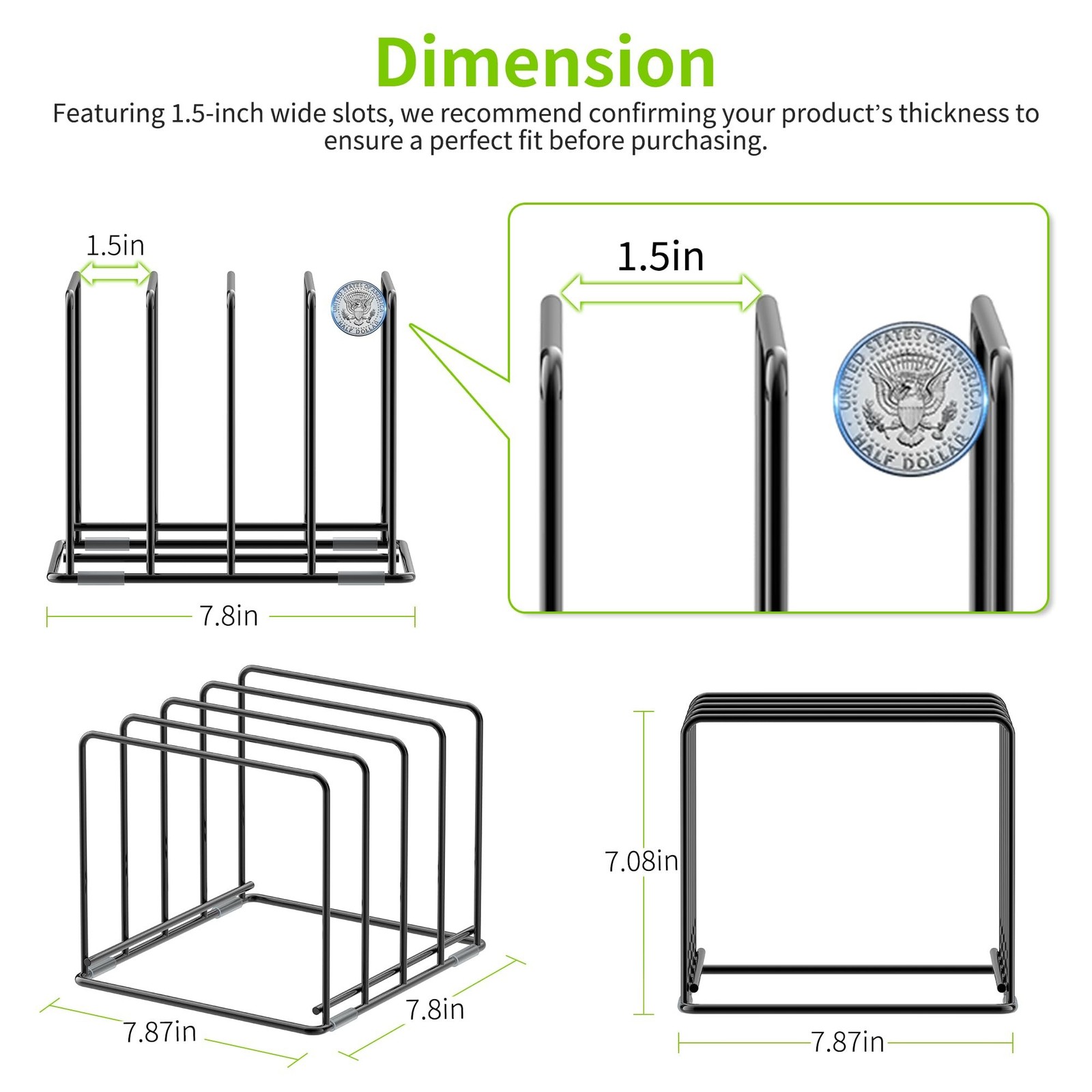 LAEMYFYRE Kitchen Organizer Rack – 4-Slot Heavy-Duty Holder for Cutting Board…
