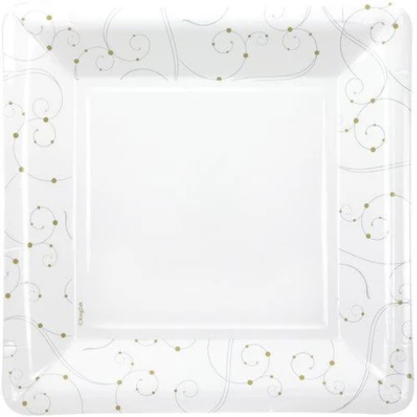 7 inches Swirls & Pearls Square Plates Elegant Disposable Dinnerware 144pcs