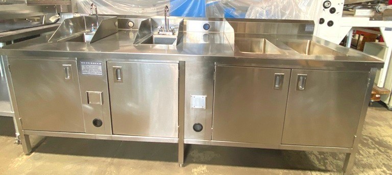 Bar/ Wet /Elkey Food-service Product M01 Cabinet w/t 2 Sink & 2 Bowl /100″ x 35″