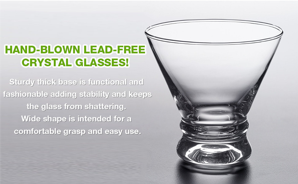 2 Pack Martini Glasses, 8 Ounce Crystal Cocktail Glasses, Martini Drinking