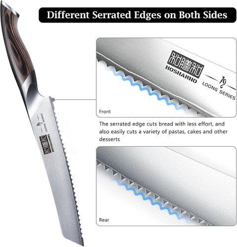 HOSHANHO Bread Knife 8 inch, Japanese High Carbon Stainless Steel 8″, Silver