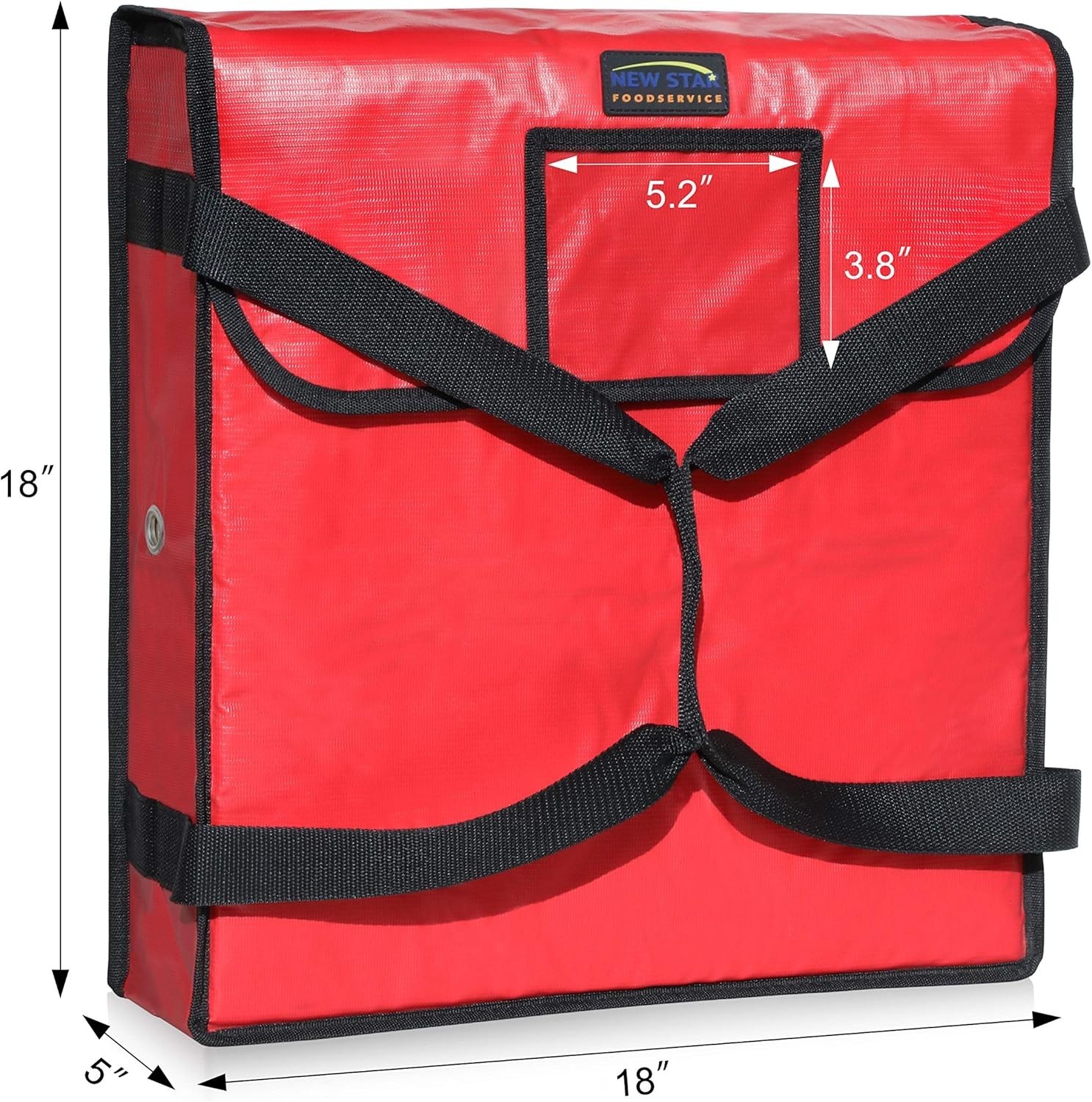 Insulated Pizza Delivery Bag, 18 x 18 x 5 Inch, Red