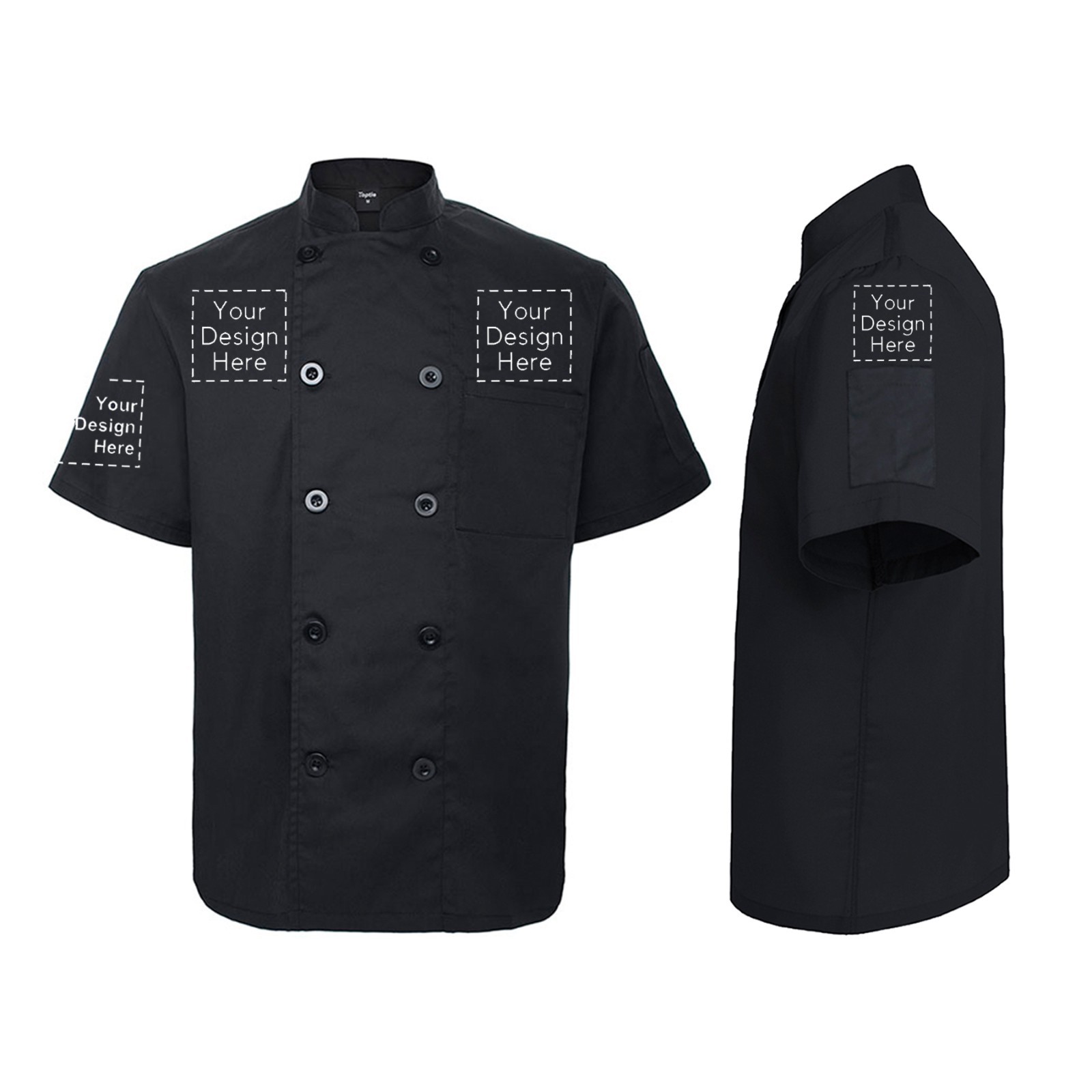 Custom Chef Coat Short Sleeve Chef Jacket PRINTED Personalized Work Uniform