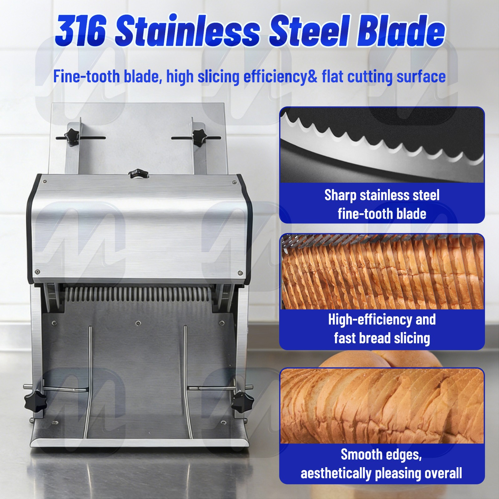 Commercial Bread Slicer 110V 370W Electric Toast Cutter with 316 Stainless Steel