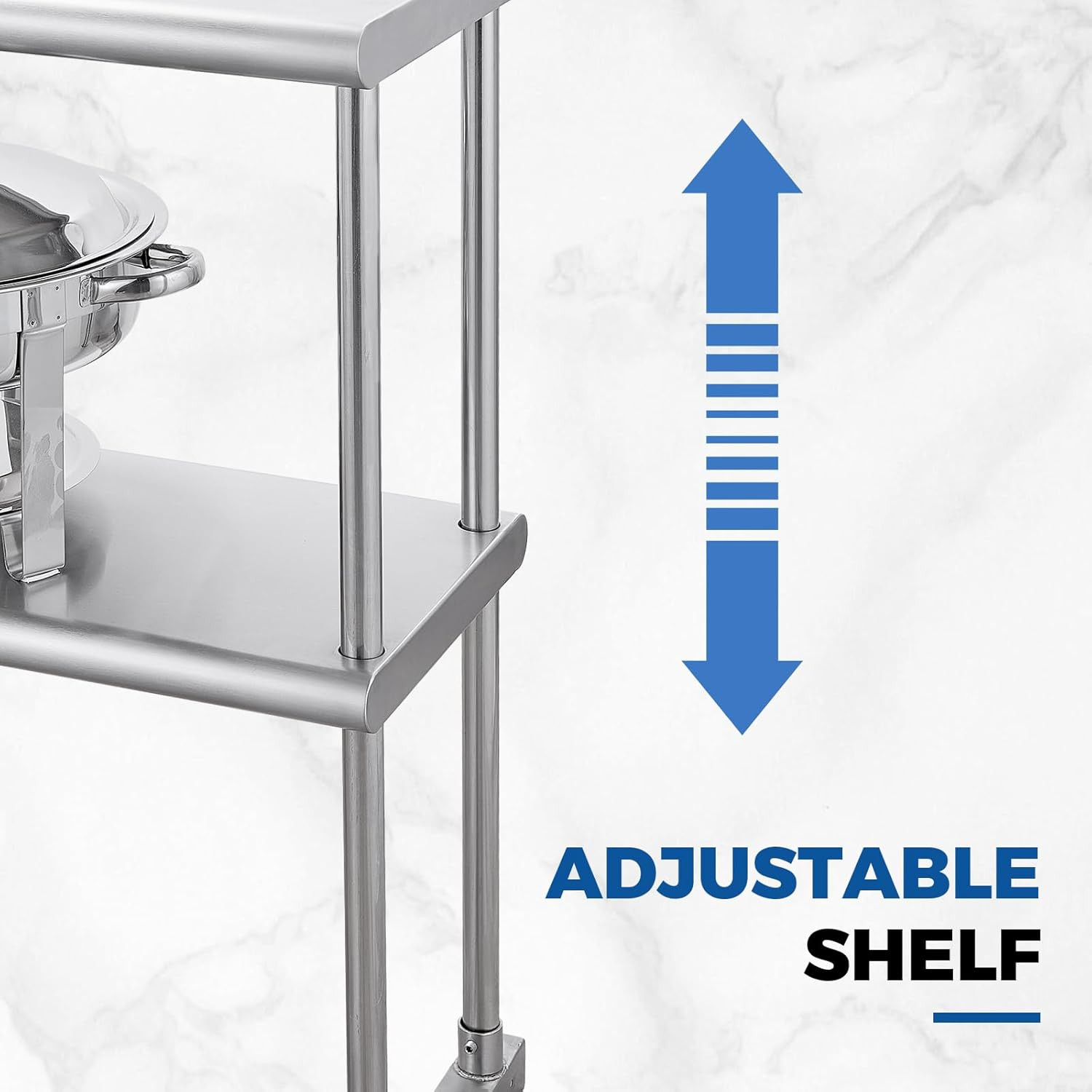 Adjustable Stainless Steel Overshelf 12″x60″ for Kitchen & Utility Room