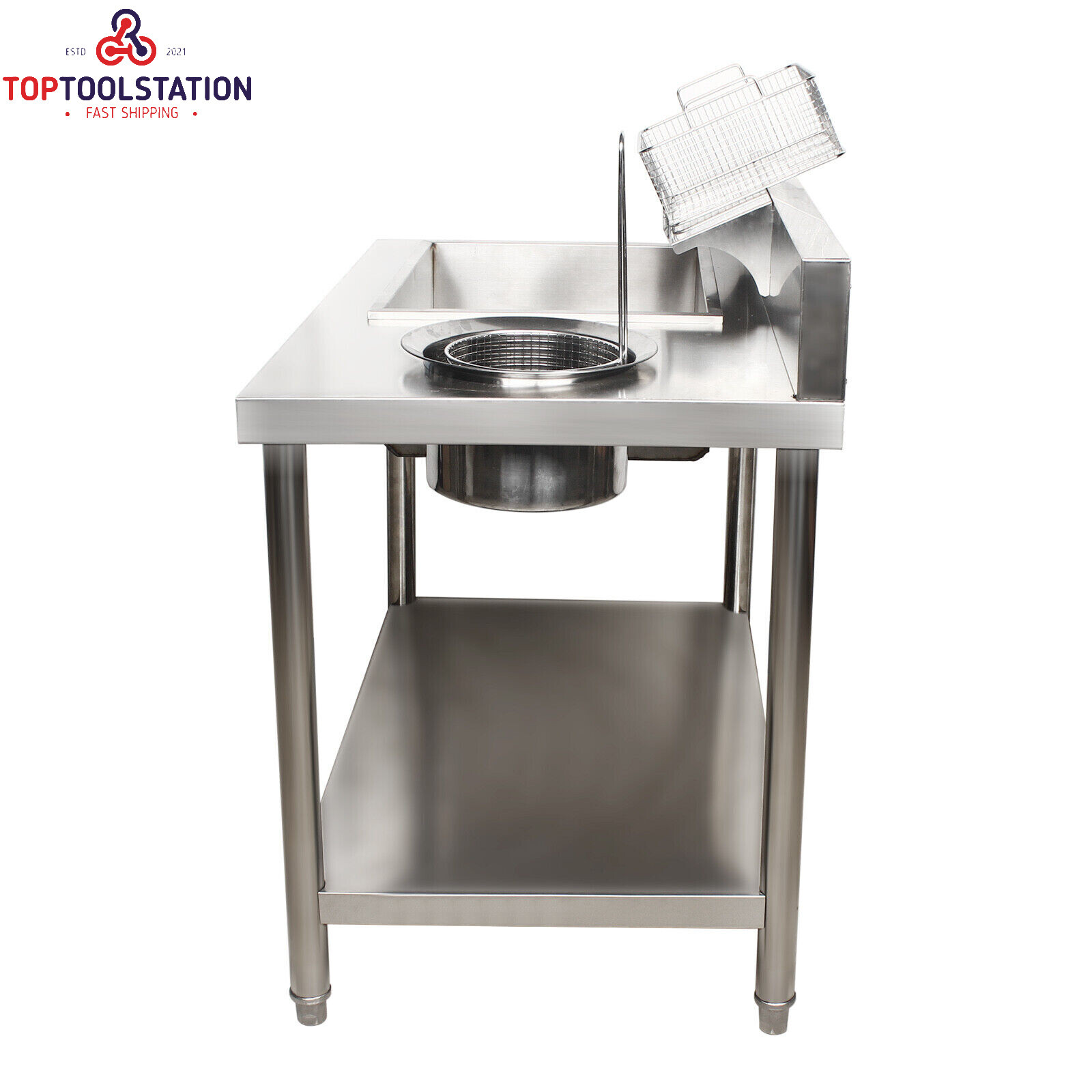 Breading Table Fried Chicken Station Kitchen Stainless Steel Prepare Workdesk
