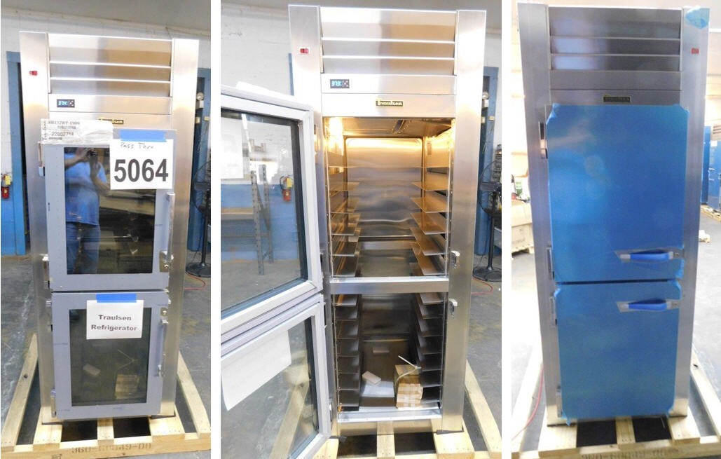 5064 New Aged Inventory Traulsen Split Glass Door PT Refrigerator RHT132WPUT-HHG