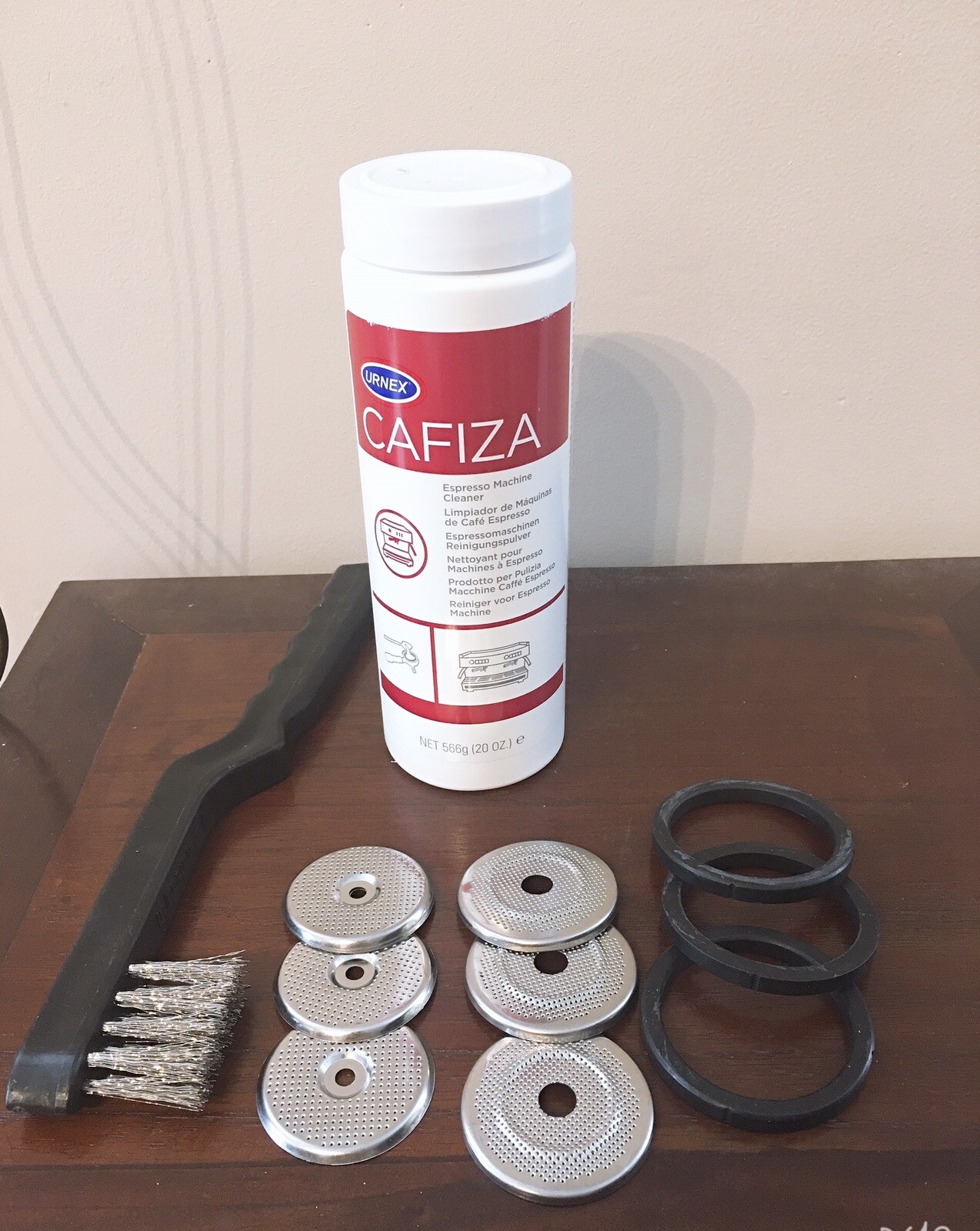 La Spaziale Group Caskets & Shower, Cafiza Cleaner & Brush