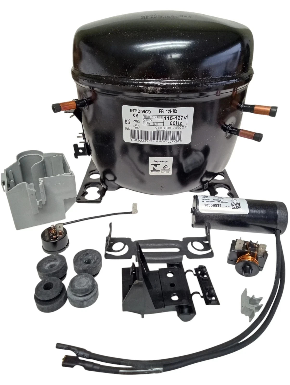 Compressor Embraco Refrigeration, 1/3 HP, Model FFI12HBX, RI34a or RI2, Warranty