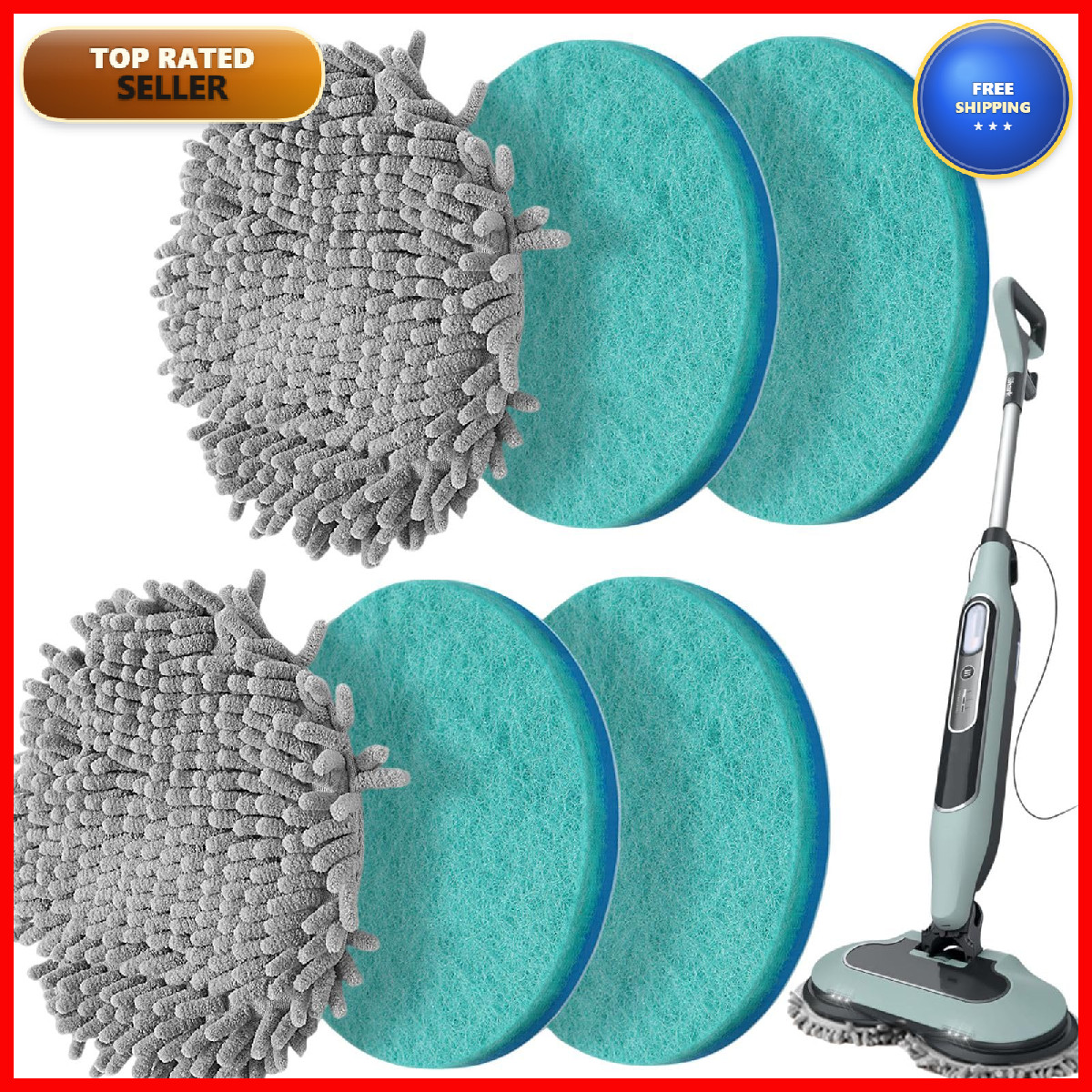 Frescares 6 Packs Steamscrub Mop Pads Replacement Power Pads Compatible
