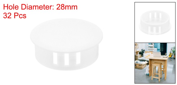 32Pcs 28mm(1 1/8′) White Nylon Plastic Round Locking Hole Plugs Insert End Caps
